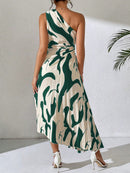 Vestido Longo Plissado Assimétrico